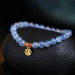 Buddha Stones Natural Aquamarine Red Agate Healing Charm Bracelet Bracelet BS 3