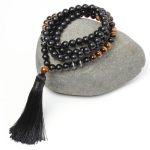Buddha Stones Black Onyx Tiger Eye Fortune Bracelet Tassel Necklace Pendant Bracelet Necklaces & Pendants BS 3