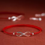 Buddhastoneshop 925 Sterling Silver Endless Knot Protection Luck Red String Bracelet Anklet