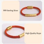 Buddha Stones Handmade 999 Sterling Silver Om Mani Padme Hum Protection Dragon Scale Braided Magnetic Buckle Bracelet Bracelet BS 4