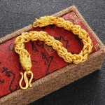 Buddha Stones 24k Gold Plated Double Headed Dragon Protection Bracelet Bracelet BS 1