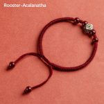 Buddha Stones 925 Sterling Silver Chinese Zodiac Natal Buddha Cinnabar Calm Bracelet Bracelet BS Rooster-Acalanatha Red(Wrist Circumference 14-18cm)