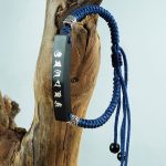 Buddha Stones Buddhism Six True Words Wood Ebony Wood Silver Inlaid Protection Bracelet Bracelet BS 6