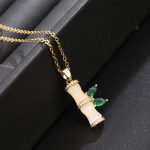 Buddha Stones 18K Gold Plated Chalcedony Bamboo Rhinestones Harmony Necklace Pendant Necklaces & Pendants BS 1