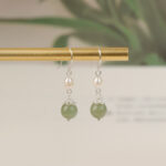 Buddha Stones 925 Sterling Silver Natural Pearl Jade Wisdom Earrings Earrings BS 1