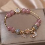Buddha Stones Strawberry Quartz Moonstone Moon Star Love Bracelet Bracelet BS 2