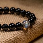 Buddha Stones Chinese Zodiac Natal Buddha 925 Sterling Silver Black Obsidian Moonstone Strength Bracelet Bracelet BS 15
