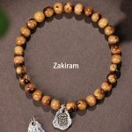 Buddha Stones 925 Sterling Silver Natural Golden Sea Willow Zakiram Goddess of Wealth Lucky fortune Fu Character Success Bracelet 4