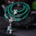 Buddha Stones Natural Green Agate Butterfly Support Bracelet Mala Bracelet BS 6mm Green Agate