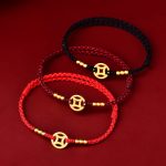 Buddha Stones Copper Coin Strength Braided String Bracelet Anklet Bracelet BS 2