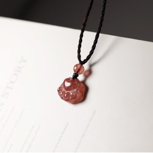 Buddha Stones Strawberry Quartz Lovely Cat Paw Claw Healing Necklace Pendant Necklaces & Pendants BS Strawberry Quartz(Love♥Healing)