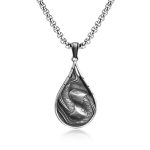 Buddha Stones Double Lucky Koi Fish Prosperity Pure Tin Water Drop Pattern Necklace Pendant Necklaces & Pendants BS Koi Fish Pendant&Common Chain