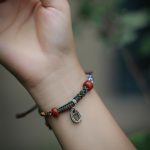 Buddha Stones Handmade Tibetan Silver 925 Sterling Silver Zakiram Goddess of Wealth Camel Bone Protection Braided Bracelet Bracelet BS 11