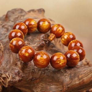 Buddha Stones Golden Sea Willow Success Positive Bracelet Mala Bracelet BS 15mm