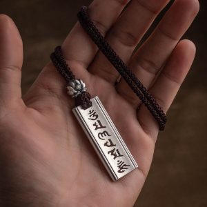 Buddha Stones 999 Sterling Silver Om Mani Padme Hum Engraved Lotus Wisdom Necklace Pendant Necklaces & Pendants BS Om Mani Padme Hum(Love♥Focus)