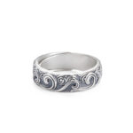 Buddha Stones 999 Sterling Silver Auspicious Clouds Engraved Blessing Adjustable Ring Ring BS Auspicious Clouds About 6.5g(Adjustable)