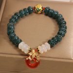 Buddha Stones Jade White Agate Red Agate Peace Buckle Abacus Beads Luck Bracelet Bracelet BS 3