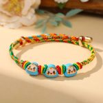 Buddha Stones Colorful Rope Zongzi Pattern Luck Handmade Child Adult Bracelet Bracelet BS Golden Colorful Rope-Three Zongzi (Blue)(Wrist Circumference 12-20cm)