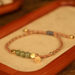 Buddha Stones Handcrafted Hetian Jade Lotus Charm Luck Braided Bracelet Bracelet BS Pink Rope(Wrist Circumference 14-16cm)