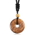 Buddha Stones Lucky Coin Pendant Healing Crystal Gemstone Necklace Necklaces & Pendants BS Picture Jasper