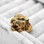 Buddha Stones Men's Animal Tiger Head Titanium Steel Balance Calm Punk Rock Biker Ring Ring BS 26