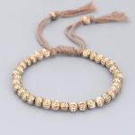 Buddha Stones Tibetan Handmade Copper Bead Luck String Bracelet Bracelet BS Beige(Wrist Circumference 14-26cm)