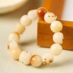 Buddha Stones Natural Bodhi Seed Sandalwood Lucky Cute Cat Head Paw Claw Peace Bracelet Bracelet BS 16