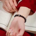 Buddha Stones Chinese Zodiac Natal Buddha 925 Sterling Silver Black Obsidian Moonstone Strength Bracelet Bracelet BS 6
