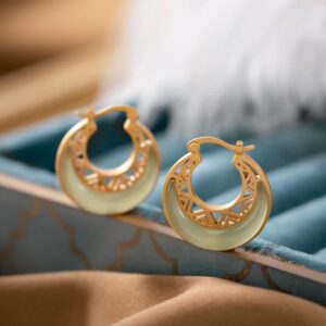 Buddha Stones Crescent Moon Jade Prosperity Drop Earrings Earrings BS Jade (Prosperity ♥ Abundance)