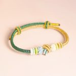 Buddha Stones Two-Color Rope Handcrafted Eight Thread Peace Knot Luck Connection Bracelet Bracelet BS Green&Gold 15-17cm