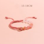Buddha Stones Natural Gradient Agate Reincarnation Knot Peach Blossom Wealth Luck Handmade String Bracelet Bracelet BS Pink Rope(Wrist Circumference 15-18cm)