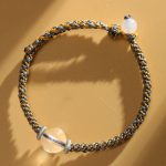 Buddha Stones Handmade Red Agate Amethyst Golden Rutilated Quartz Pink Crystal Bead Calm Braided Bracelet Bracelet BS White Crystal(Wrist Circumference 14-17cm)
