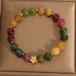 Buddha Stones Natural Colorful Tourmaline Golden Flower Positive Bracelet Bracelet BS 3