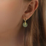 Buddha Stones Round Jade Peace Buckle Luck Drop Earrings Earrings BS 3
