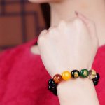 Buddha Stones Gold Sheen Obsidian Rainbow Obsidian Black Obsidian Five Directions Gods of Wealth Bracelet Bracelet BS 11