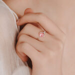 Buddha Stones Pink Crystal Soothing Rotation Ring Ring BS 2
