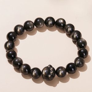 Buddha Stones Natural Gold Sheen Obsidian Silver Sheen Obsidian Cute Cat Paw Claw Wealth Bracelet Bracelet BS Gold Sheen Obsidian 10mm