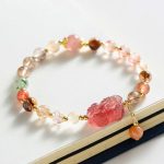 Buddha Stones Natural Rutilated Quartz Strawberry Quartz PiXiu Wealth Bracelet Bracelet BS 1