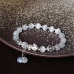 Buddha Stones Natural Cat's Eye Moonstone Strawberry Quartz PiXiu Support Bracelet Bracelet BS 1
