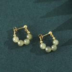 Buddha Stones 925 Sterling Silver Hetian Jade Red Agate Beaded Abundance Earrings Earrings BS 3