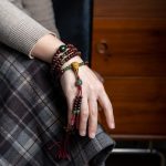 Buddha Stones Natural Tibet 108 Mala Beads Purple Bodhi Seed Hetian Cyan Jade Copper Dorje Peace Bracelet Mala Bracelet BS 11