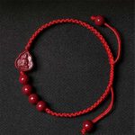 Buddhastoneshop Laughing Buddha Avalokitesvara Cinnabar Blessing String Bracelet