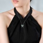 Buddha Stones 925 Sterling Silver Green Jade Butterfly Luck Necklace Pendant Necklaces & Pendants BS 4