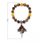 Buddha Stones Natural Tiger Eye Red Agate Dragon Vein Agate Stone Vajra Dorje Power Healing Bracelet Car Decoration Bracelet BS 10