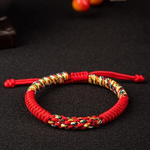Buddha Stones Tibetan Handmade Colorful King Kong Knot Luck Braid String Bracelet Bracelet BS Red 18-19CM
