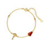 Buddha Stones 925 Sterling Silver Red Agate Gourd Auspicious Clouds Confidence Bracelet Necklace Pendant Earrings Set Bracelet Necklaces & Pendants BS Bracelet(Wrist Circumference 14-16cm)