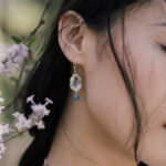 Buddha Stones 925 Sterling Silver Turquoise Lotus Leaf Protection Drop Dangle Earrings Earrings BS 4