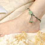 Buddha Stones Amethyst Pink Crystal Green Aventurine Rose Inner Peace Healing Anklet Anklet BS 17