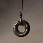 Buddha Stones Zen Circle Ebony Wood Peace Calm Necklace Pendant Necklaces & Pendants BS Ebony Wood