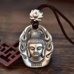 Buddha Stones Chinese Zodiac Natal Buddha Om Mani Padme Hum Lotus Compassion Necklace Pendant Necklaces & Pendants BS Goat/Monkey-Tathagata